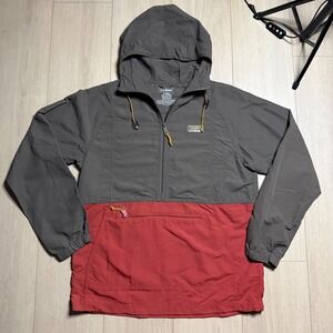 L.L.Bean Anorak Jacket Mens Small Gray Red Colorblock Mountain Classic 500907